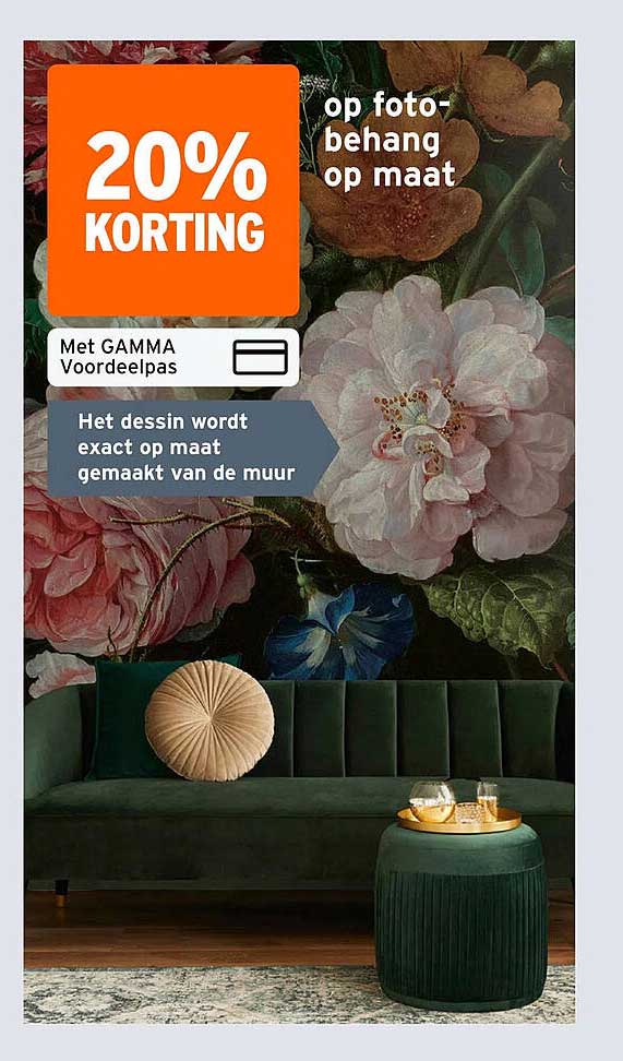 20% KORTING op foto-behang op maat