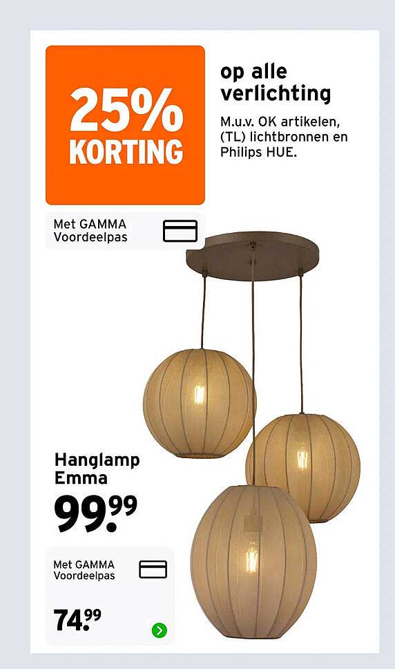 25% korting op alle verlichting met GAMMA Voordeelpas