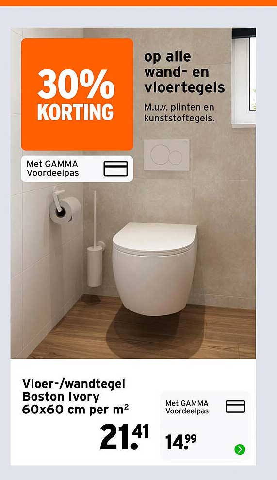 30% korting op alle wand- en vloertegels
