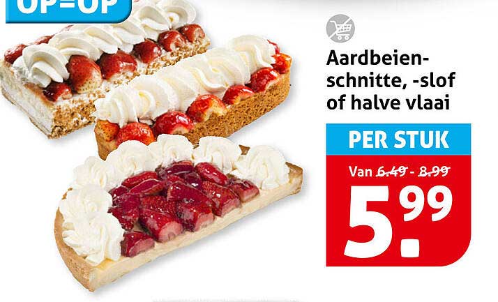 Aardbeien-schnitte, -slof of halve vlaai