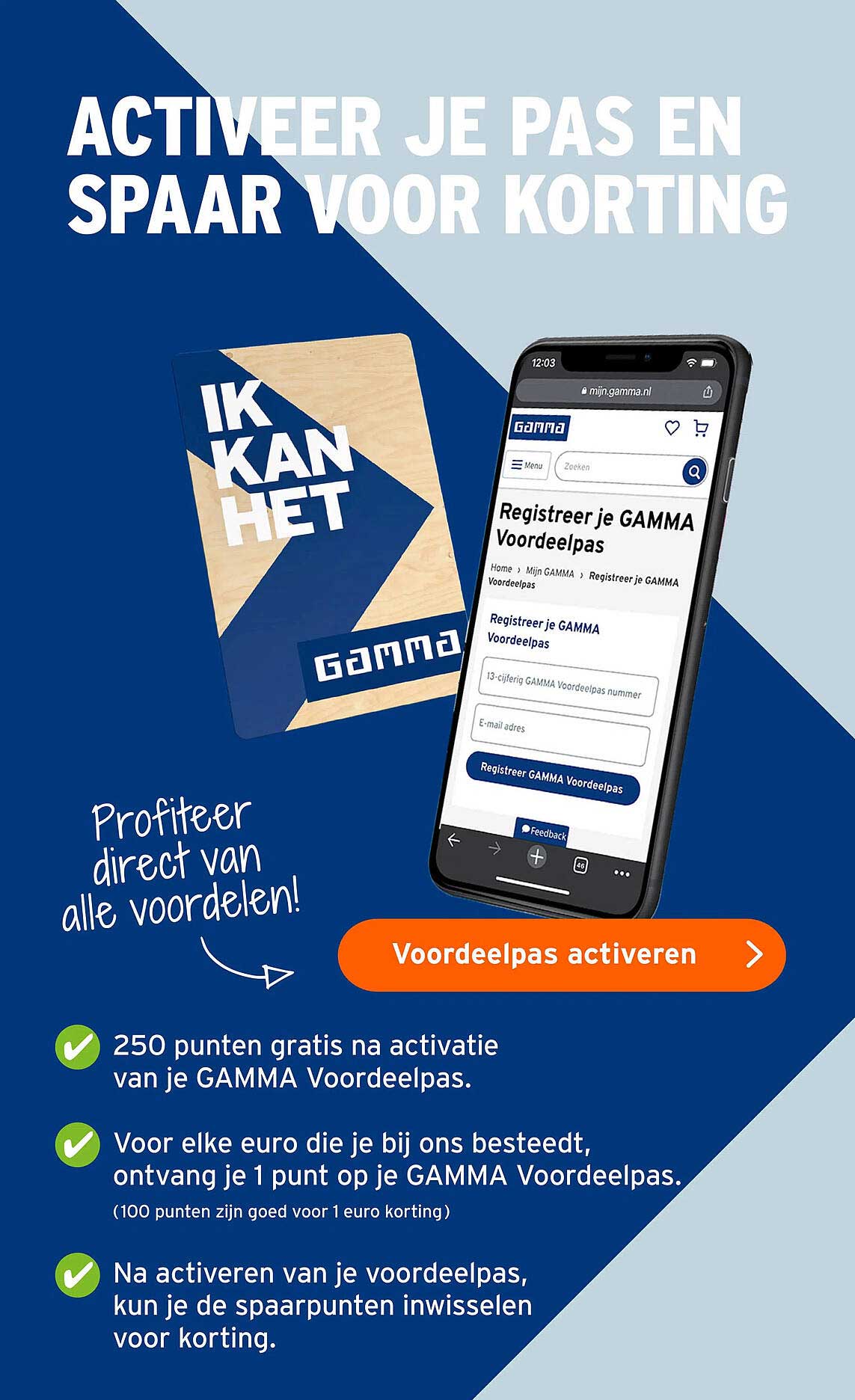 Activeer je pas en spaar voor korting