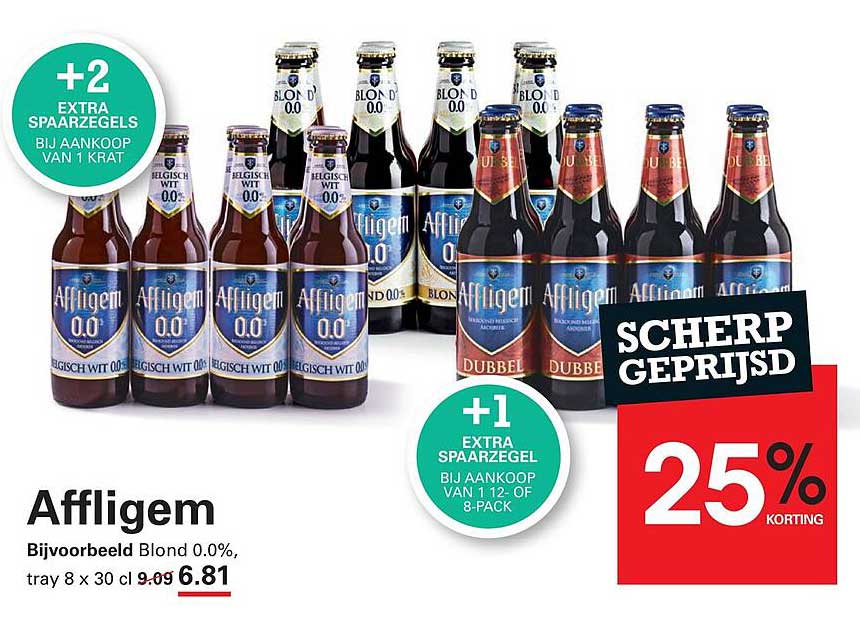 Affligem Bijvoorbeeld Blond 0.0%, tray 8 x 30 cl 25% korting