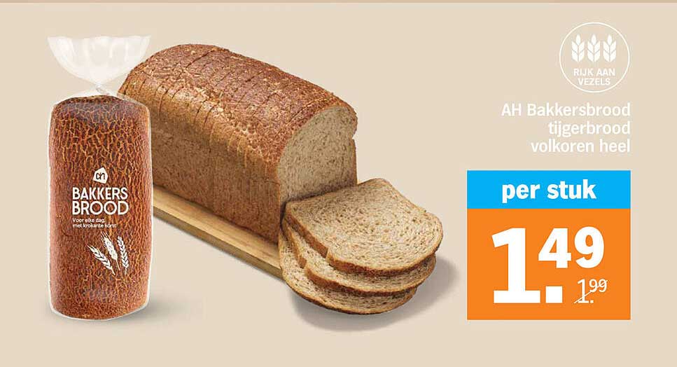 AH Bakkersbrood tijgerbrood volkoren heel