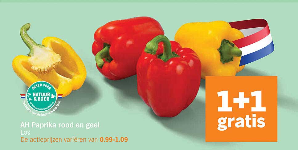 AH Paprika rood en geel Los 1+1 gratis