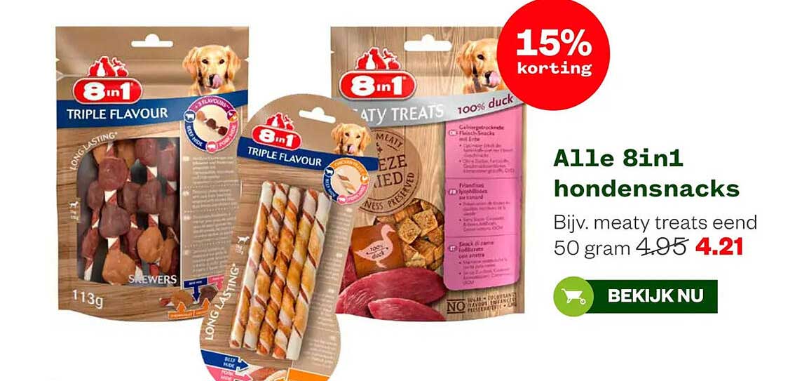 Alle 8in1 hondensnacks 15% korting