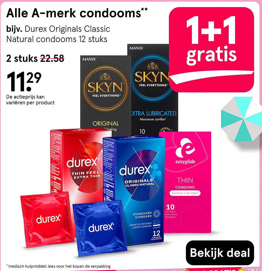 Alle A-merk condooms** 1+1 gratis
