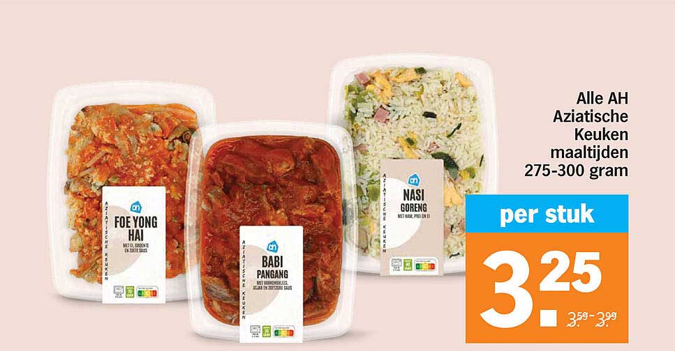 Alle AH Aziatische Keuken maaltijden 275-300 gram per stuk