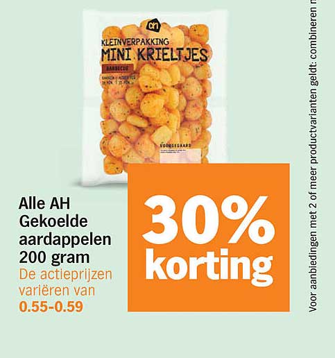 Alle AH Gekoelde aardappelen 200 gram 30% korting