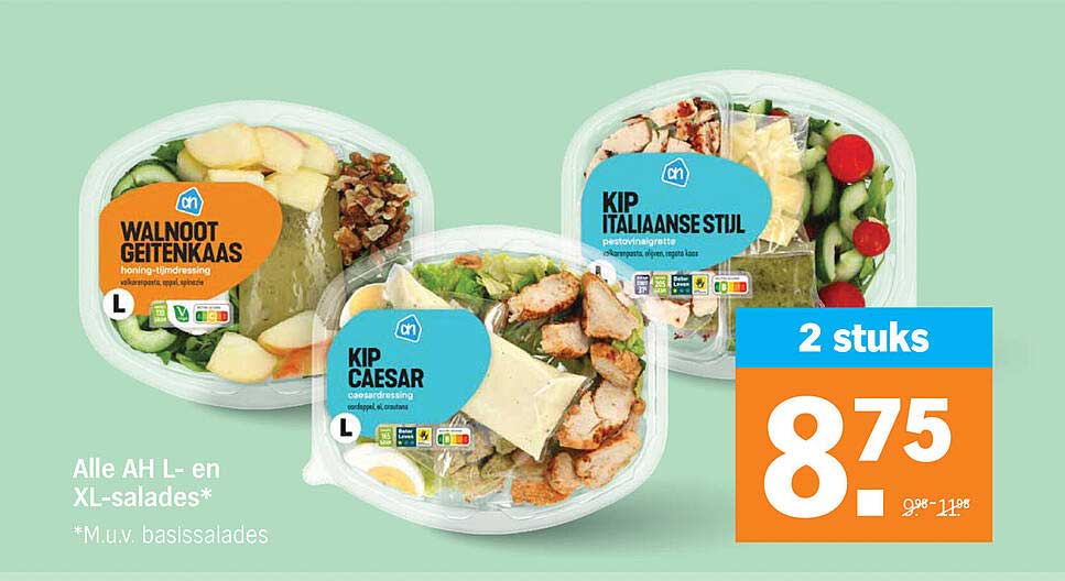 Alle AH L- en XL-salades* *M.u.v. basissalades 2 stuks