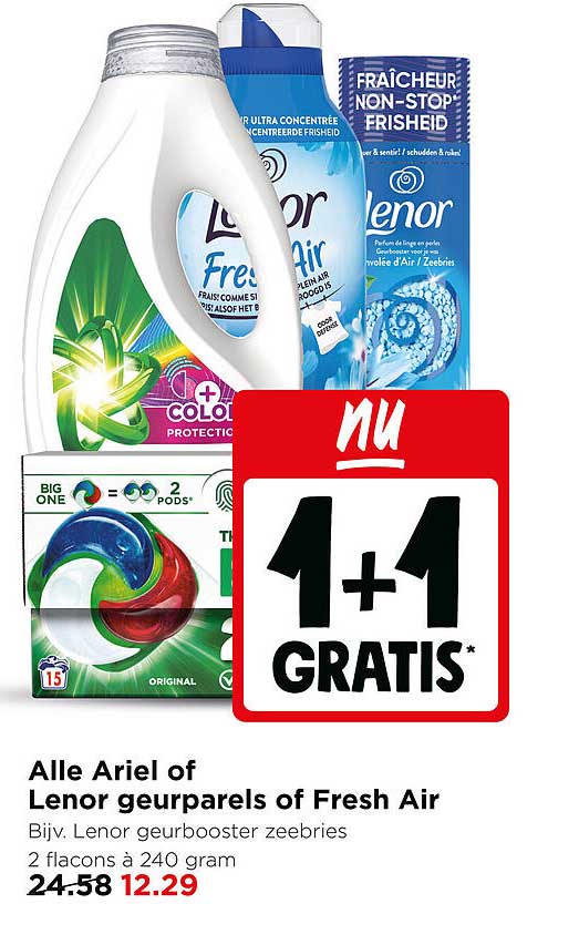 Alle Ariel of Lenor geurparels of Fresh Air 1+1 GRATIS