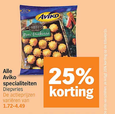 Alle Aviko specialiteiten Diepvries 25% korting