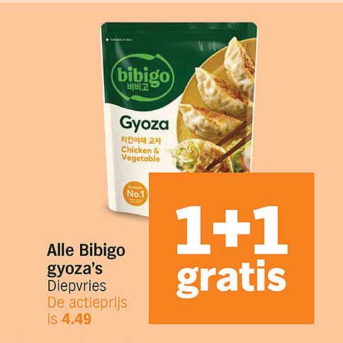 Alle Bibigo gyoza’s Diepvries 1+1 gratis