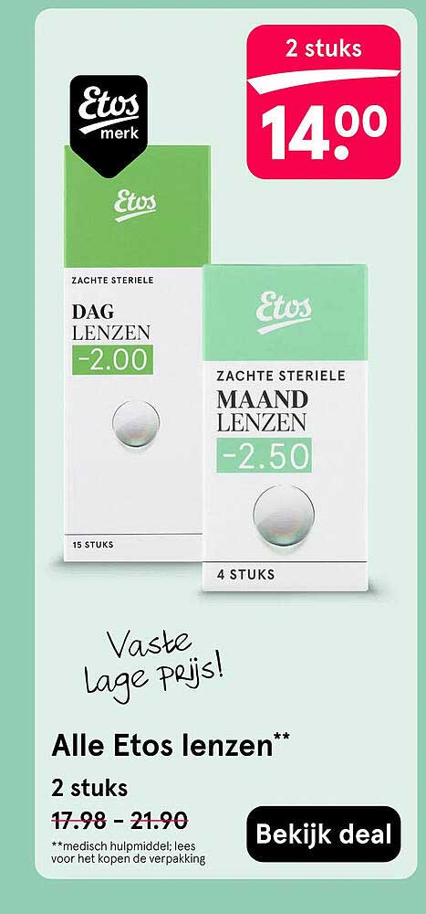 Alle Etos lenzen** 2 stuks Bekijk deal