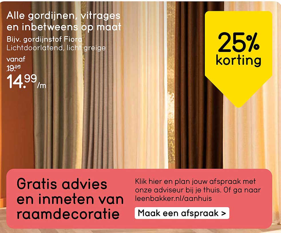 Alle gordijnen, vitrages en inbetweens op maat