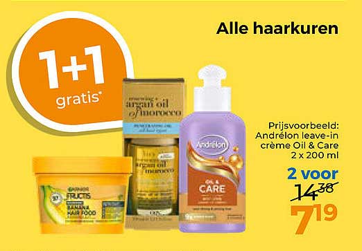 Alle haarkuren 1+1 gratis