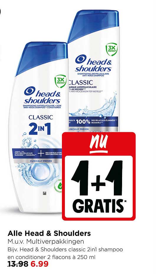 Alle Head & Shoulders M.u.v. Multiverpakkingen 1+1 gratis