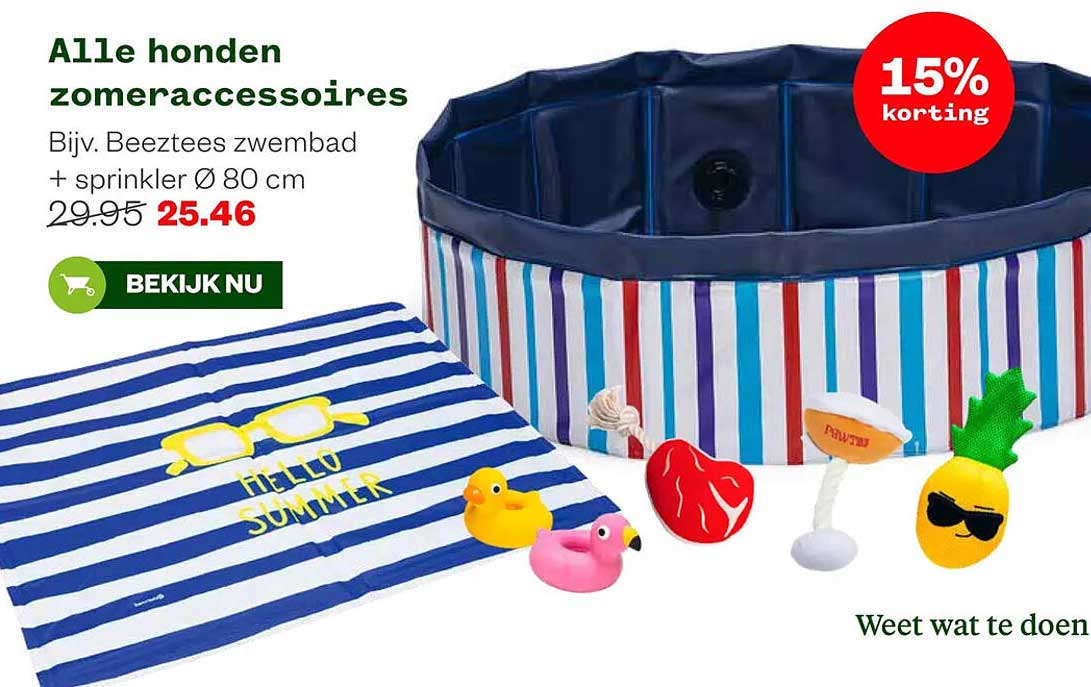 Alle honden zomeraccessoires Bijv. Beeztees zwembad + sprinkler Ø 80 cm 15% korting