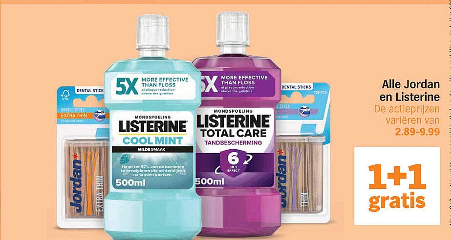 Alle Jordan en Listerine 1+1 gratis