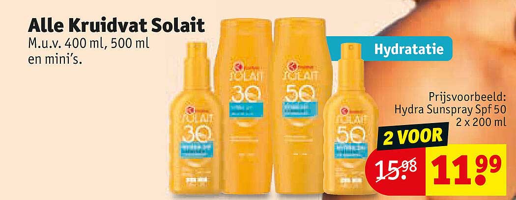 Alle Kruidvat Solait M.u.v. 400 ml, 500 ml en mini’s. Hydratatie 2 voor