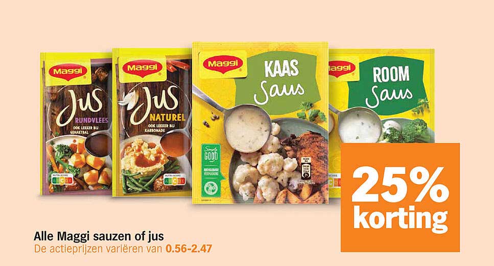 Alle Maggi sauzen of jus 25% korting