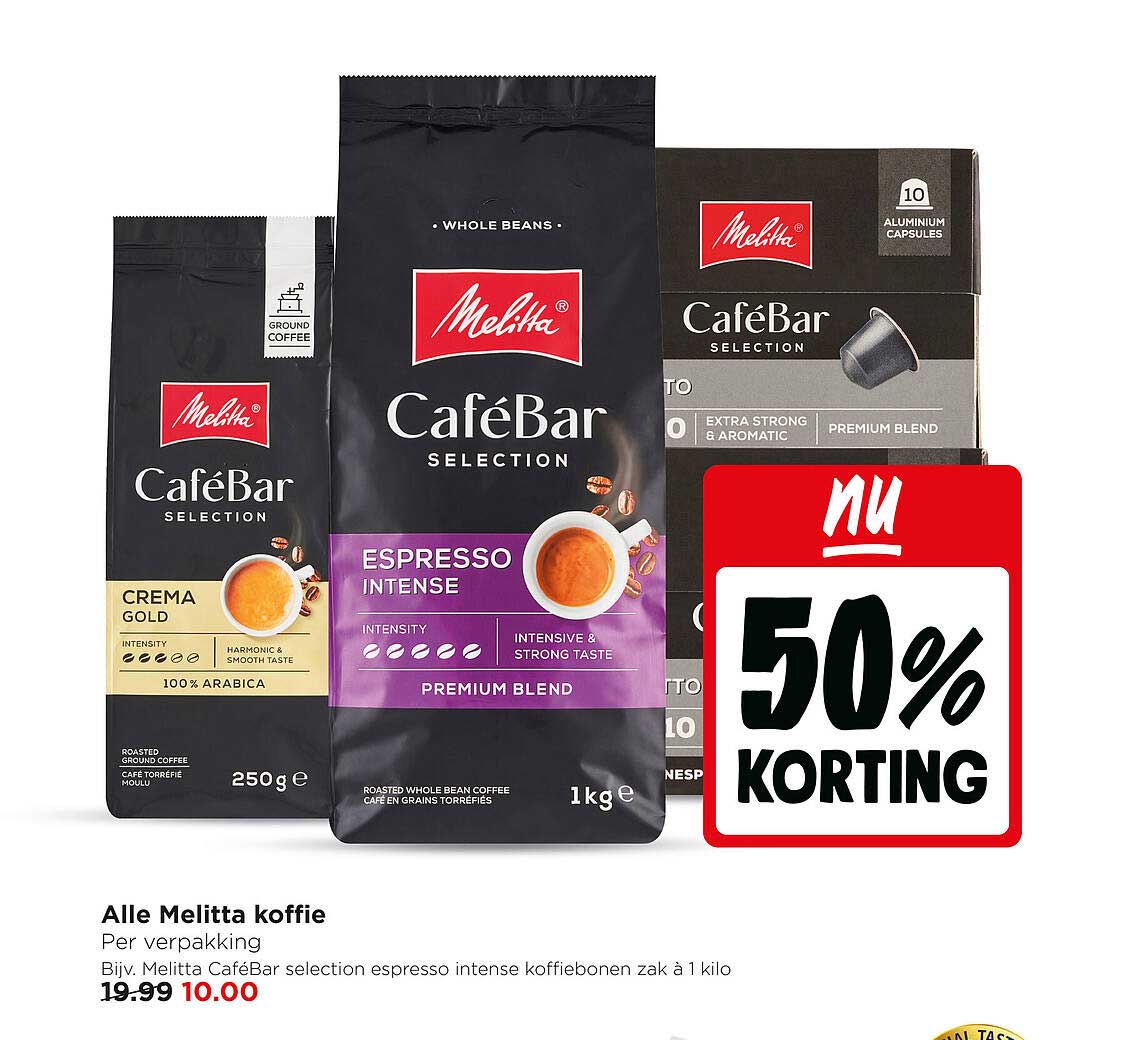 Alle Melitta koffie 50% KORTING