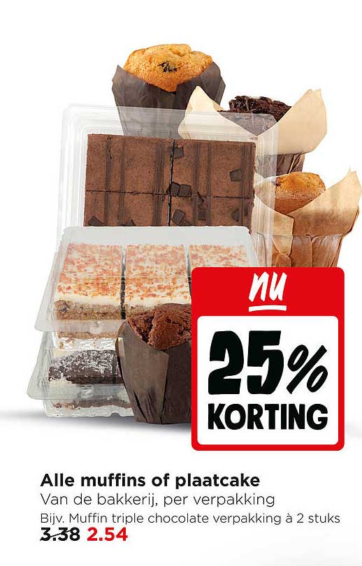 Alle muffins of plaatcake NU 25% KORTING