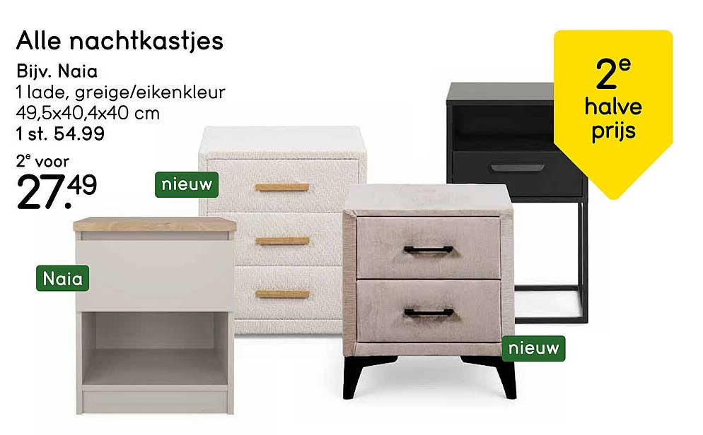Alle nachtkastjes - 2e halve prijs