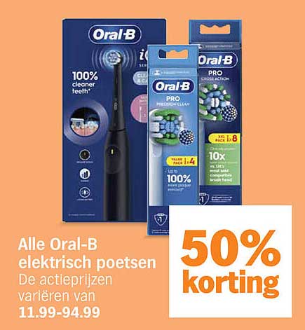 Alle Oral-B elektrisch poetsen 50% korting