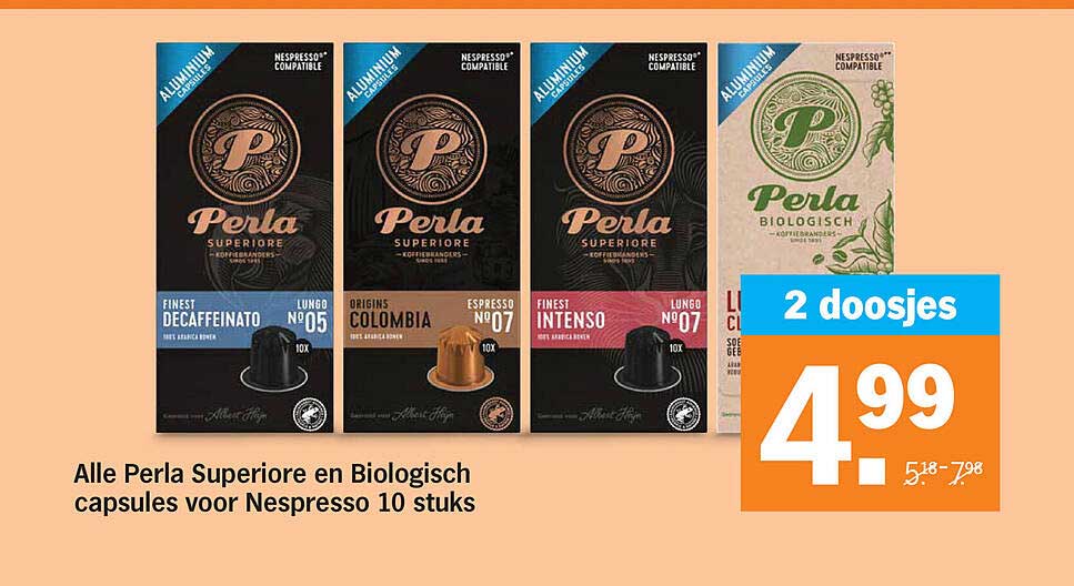 Alle Perla Superiore en Biologisch capsules voor Nespresso 10 stuks