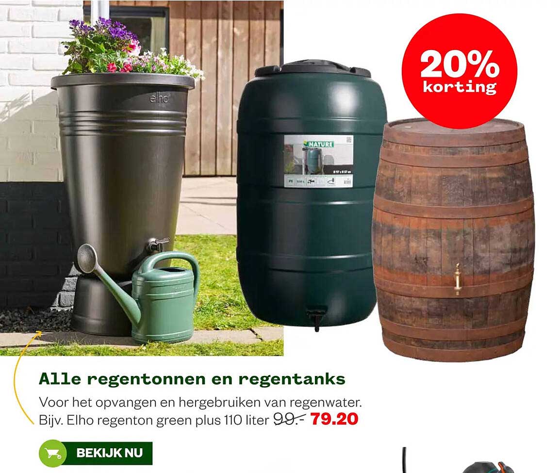 Alle regentonnen en regentanks 20% korting