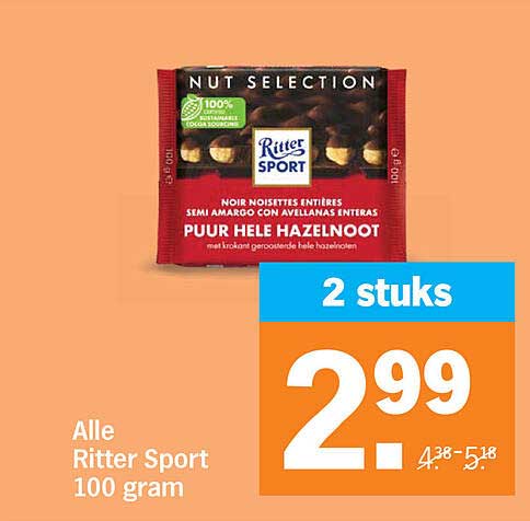 Alle Ritter Sport 100 gram 2 stuks