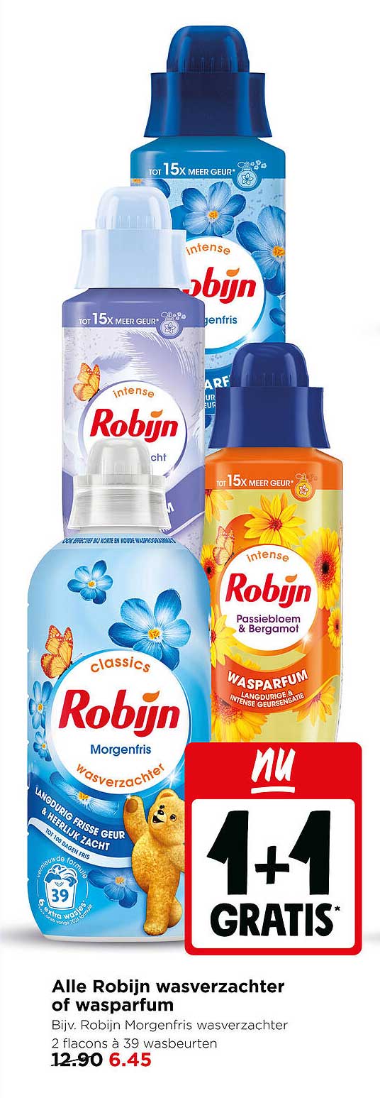 Alle Robijn wasverzachter of wasparfum 1+1 gratis
