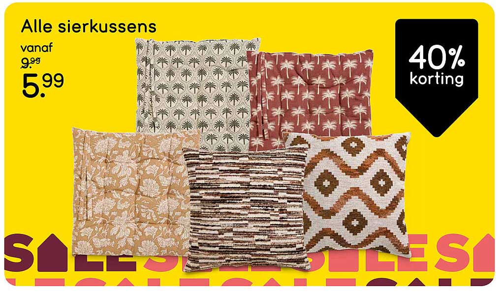 Alle sierkussens 40% korting
