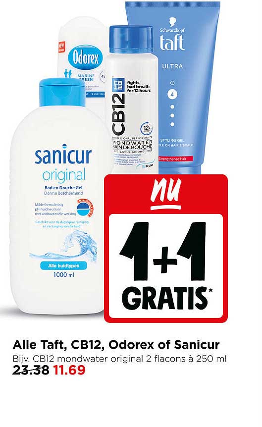 Alle Taft, CB12, Odorex of Sanicur 1+1 GRATIS