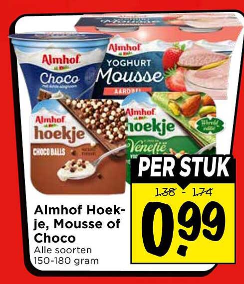Almhof Hoek-je, Mousse of Choco Alle soorten 150-180 gram PER STUK