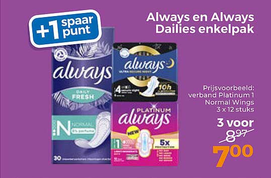 Always en Always Dailies enkelpak +1 spaarpunt