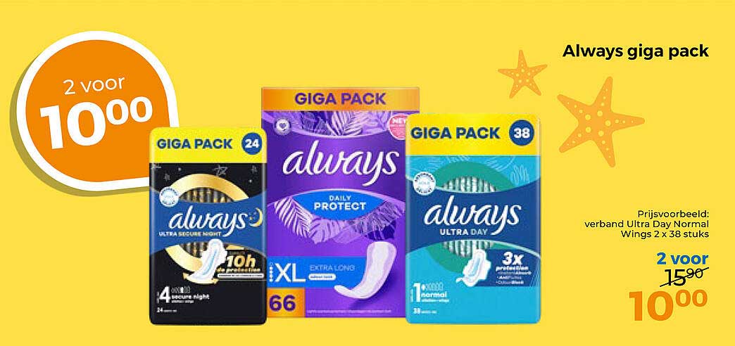 Always giga pack 2 voor 10,00