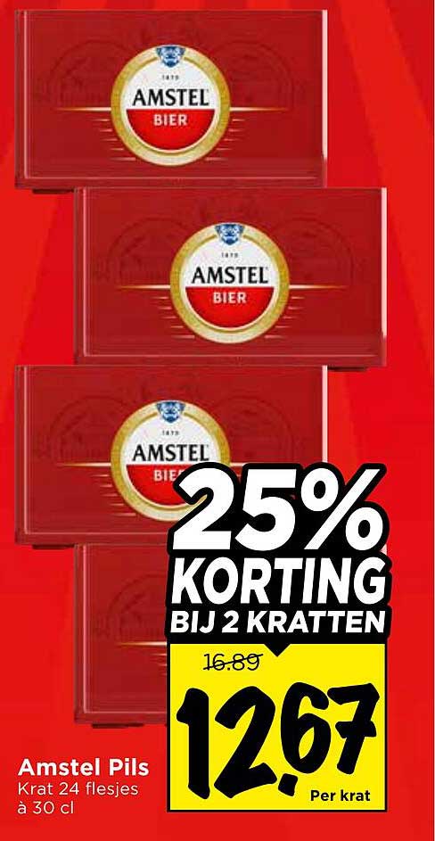 Amstel Pils Krat 24 flesjes à 30 cl 25% Korting bij 2 kratten