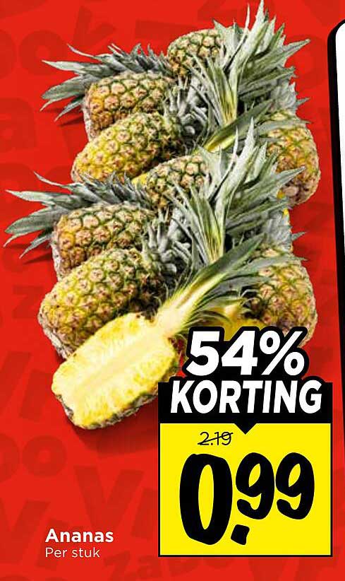 Ananas per stuk 54% korting