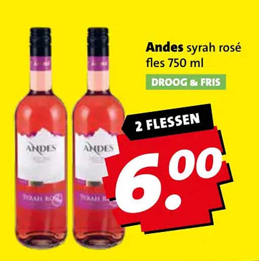 Andes syrah rosé fles 750 ml 2 FLESSEN