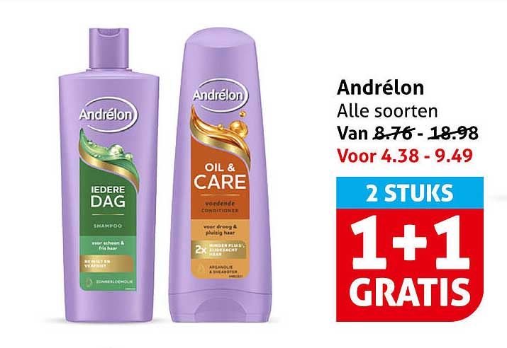 Andrélon Alle soorten 2 STUKS 1+1 GRATIS