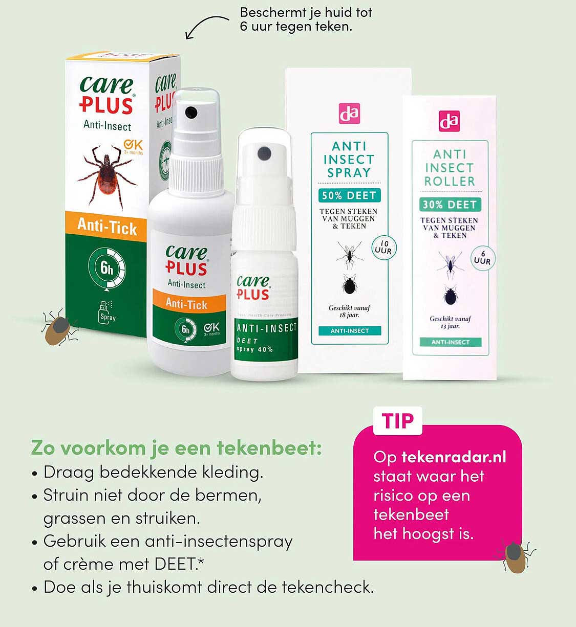 Anti-insect spray 50% DEET tegen steken van muggen & teken
