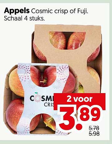 Appels Cosmic crisp of Fuji. Schaal 4 stuks 2 voor