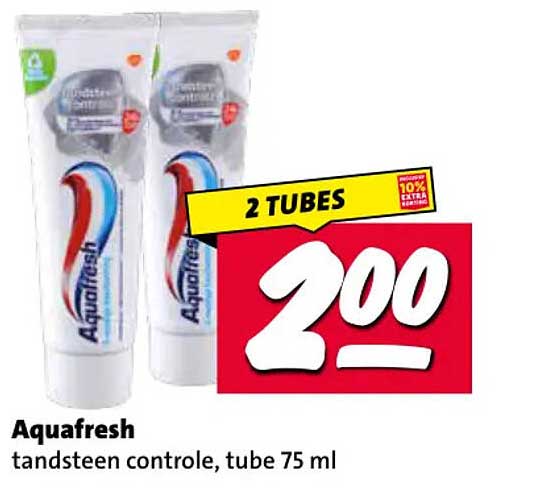 Aquafresh tandsteen controle, tube 75 ml 2 TUBES