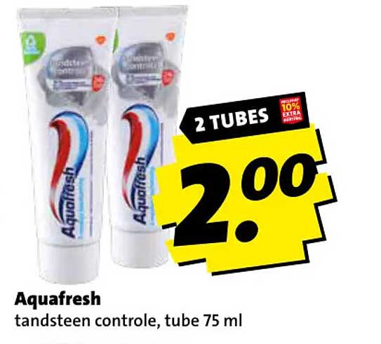 Aquafresh tandsteen controle, tube 75 ml 2 TUBES