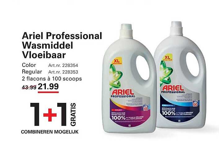 Ariel Professional Wasmiddel Vloeibaar 1+1 GRATIS