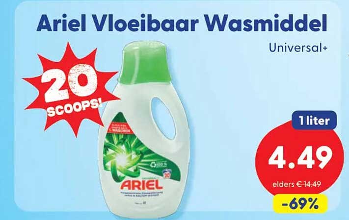 Ariel Vloeibaar Wasmiddel Universal+ 20 SCOOPS!