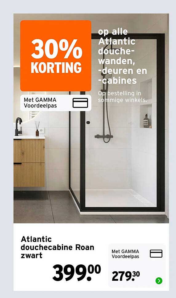 Atlantic douchecabine Roan zwart 30% KORTING
