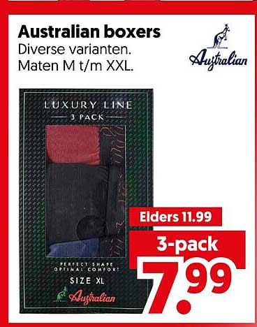 Australian boxers Diverse varianten. Maten M t/m XXL.
