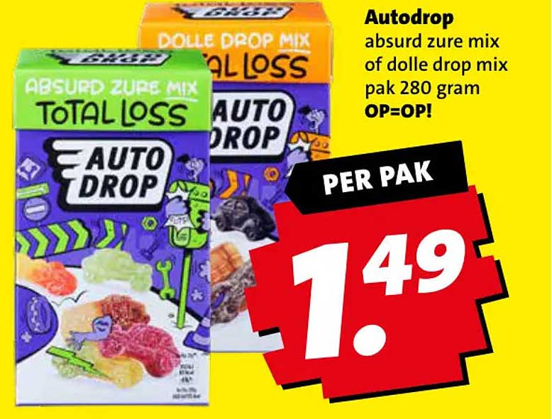 Autodrop absurd zure mix of dolle drop mix pak 280 gram OP=OP!